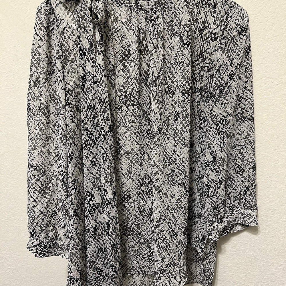 New York & Company Monochrome/ Snakeskin Print Blouse